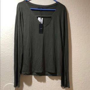 Joe’s Jeans V neck long sleeve greenish grey M